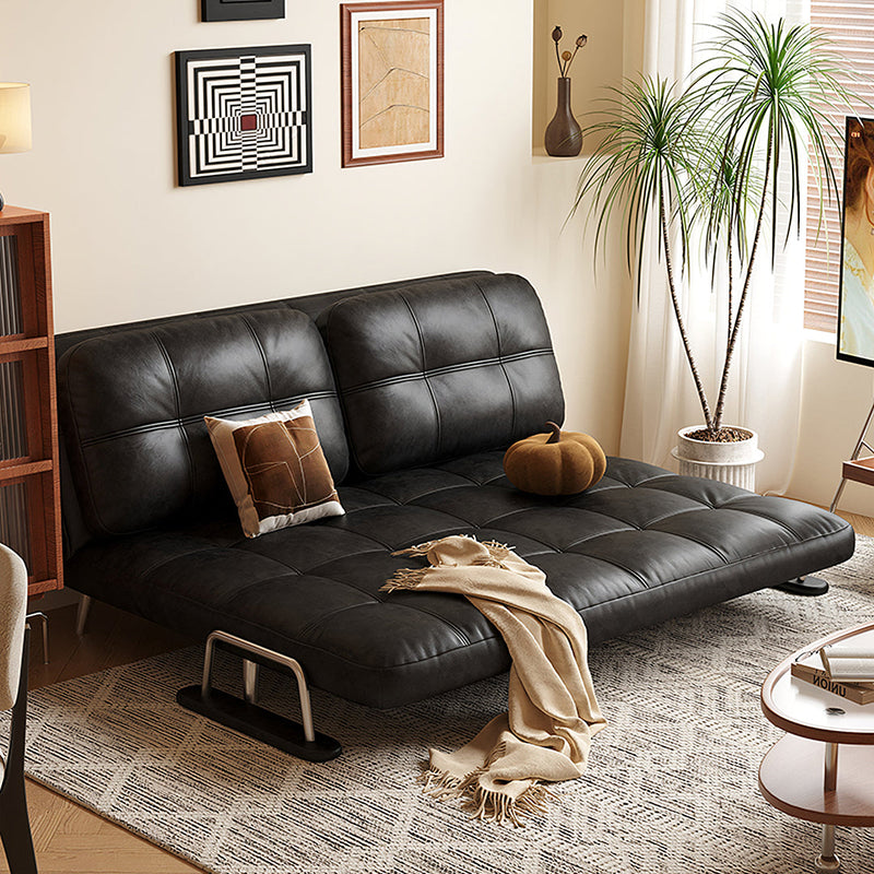 Riley Single Sofa Bed, Two Seater Sofa Bed, Black Leather