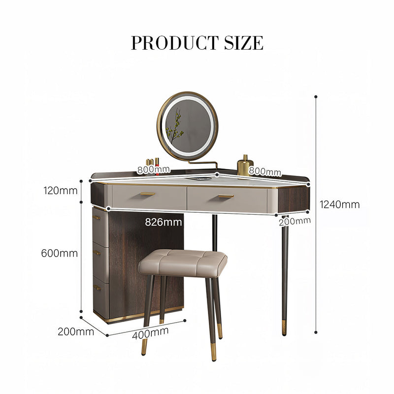 Amigo Small Corner Dressing Table, Slimline Dressing Table, With LED Mirror