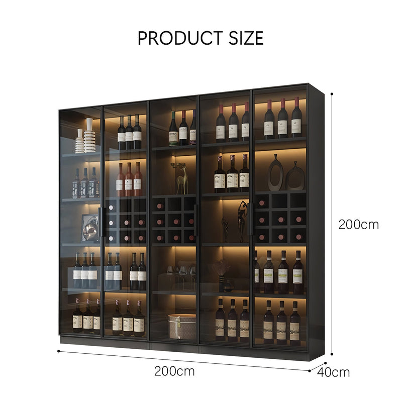 Hampshire I Wine Cabinet, Wine Storage With Glass Doors & Lights