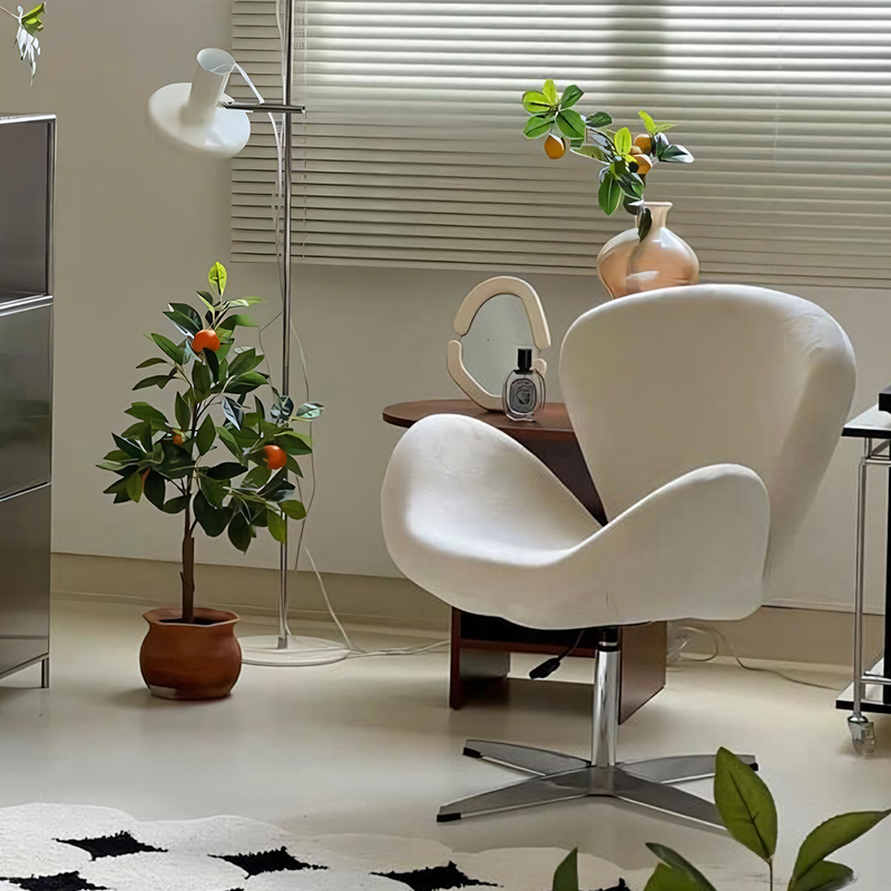 Tane Swivel Office Chair, Cream Flannelette
