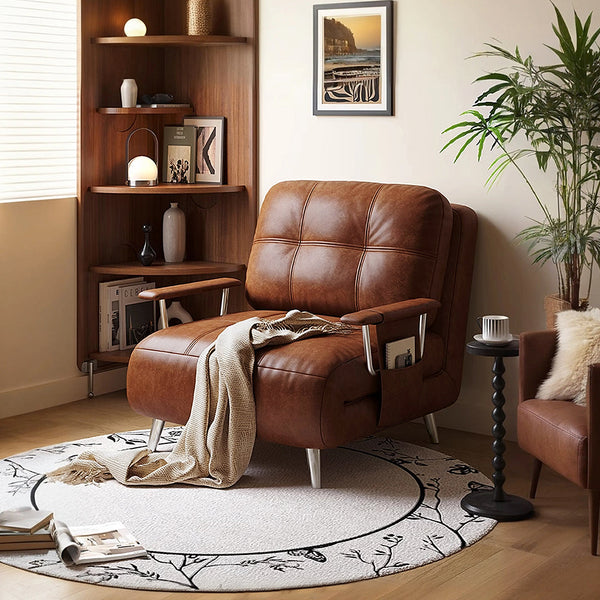 Riley Single Sofa Bed, Two Seater Sofa Bed, Black Leather