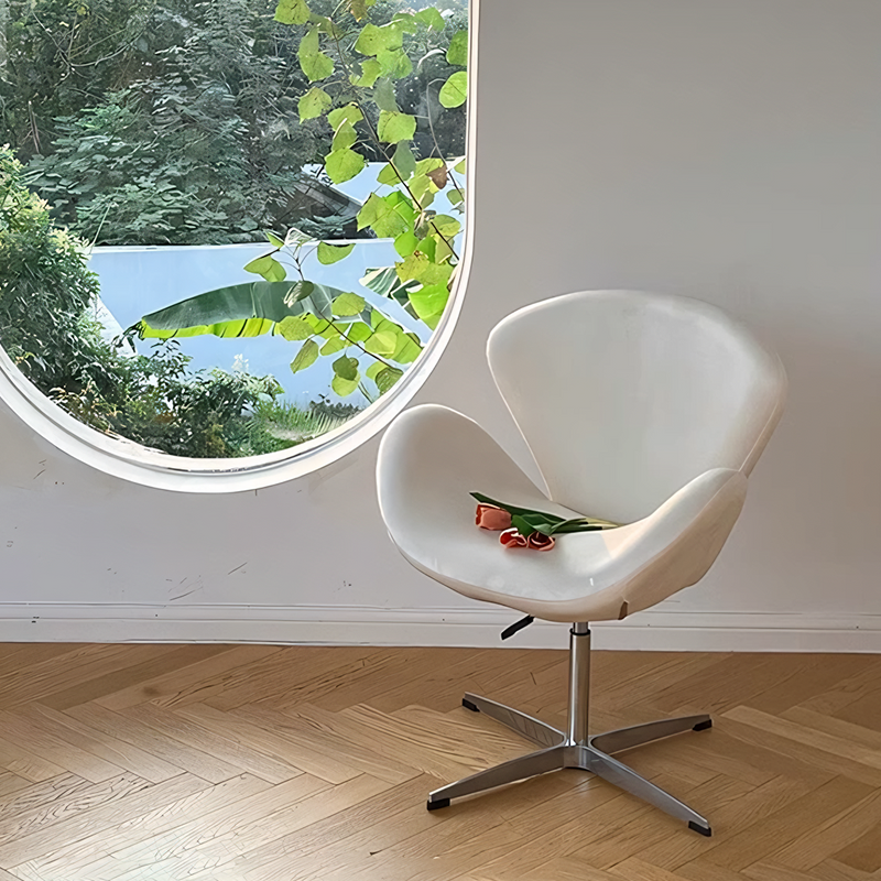Tane Swivel Office Chair, Cream Flannelette