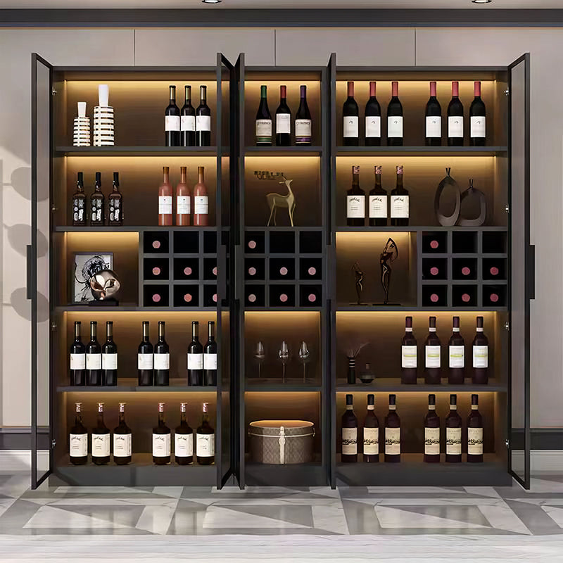 Hampshire I Wine Cabinet, Wine Storage With Glass Doors & Lights