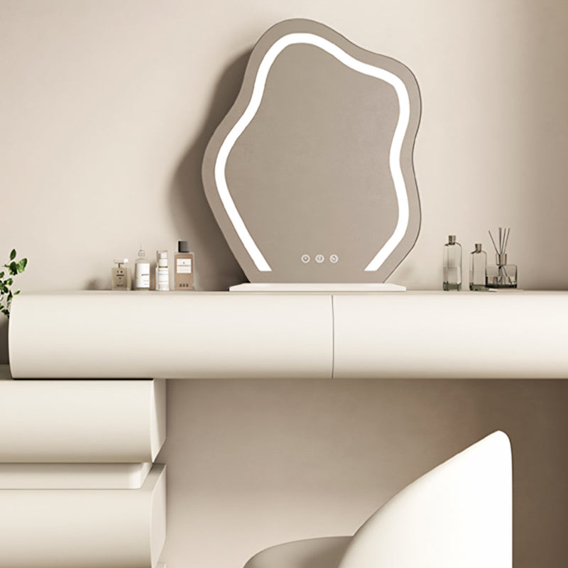 Penelope Dressing Table And Stool, With LED Mirror, Cream