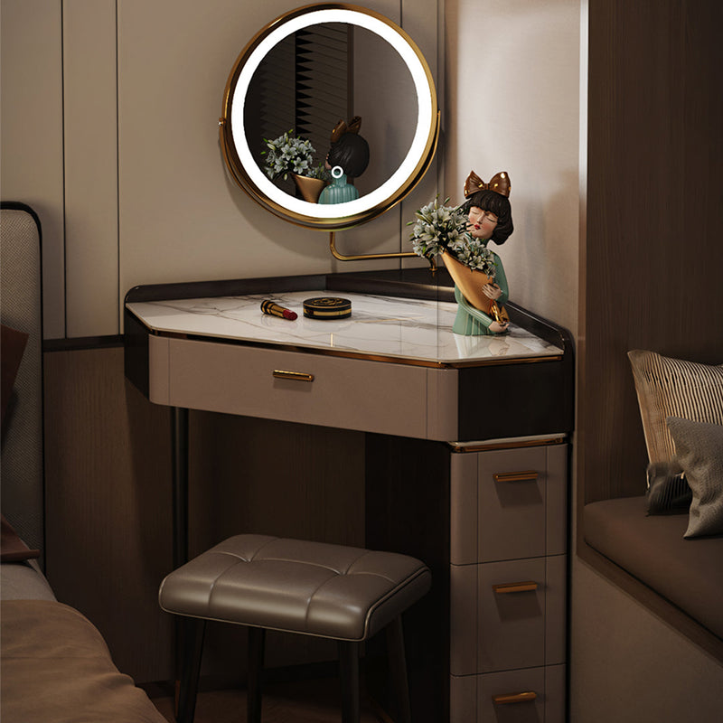 Amigo Small Corner Dressing Table, Slimline Dressing Table, With LED Mirror