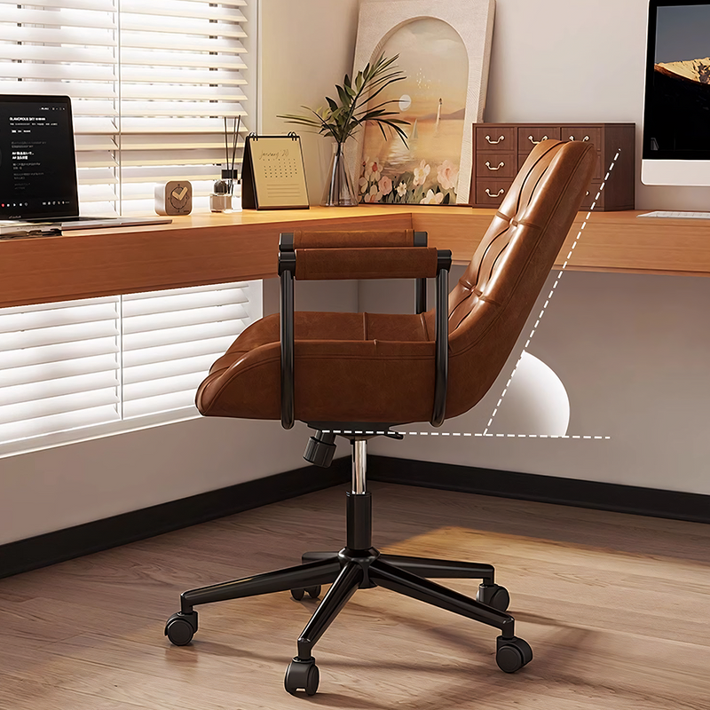Brown Leather Office Chair With Recliner, Swivel | Modern Starship
