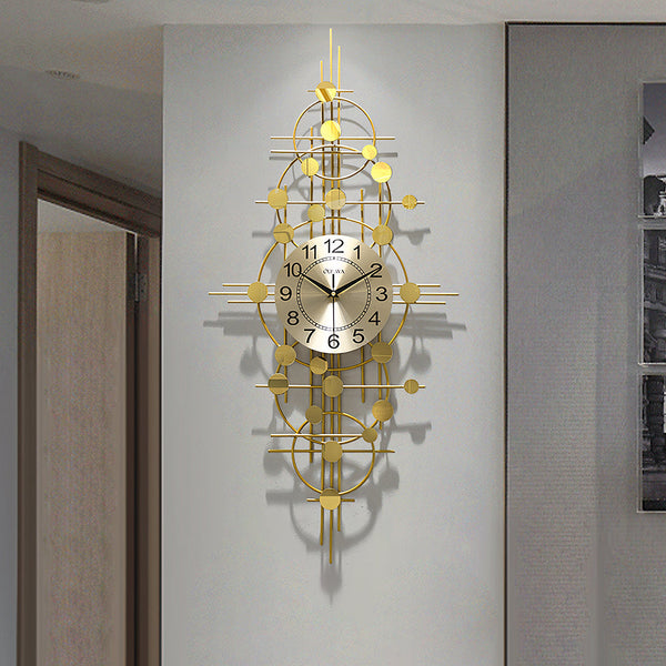 Cohen Art Deco Gold Wall Clock, Silent Clock, Horizontal Or Vertical