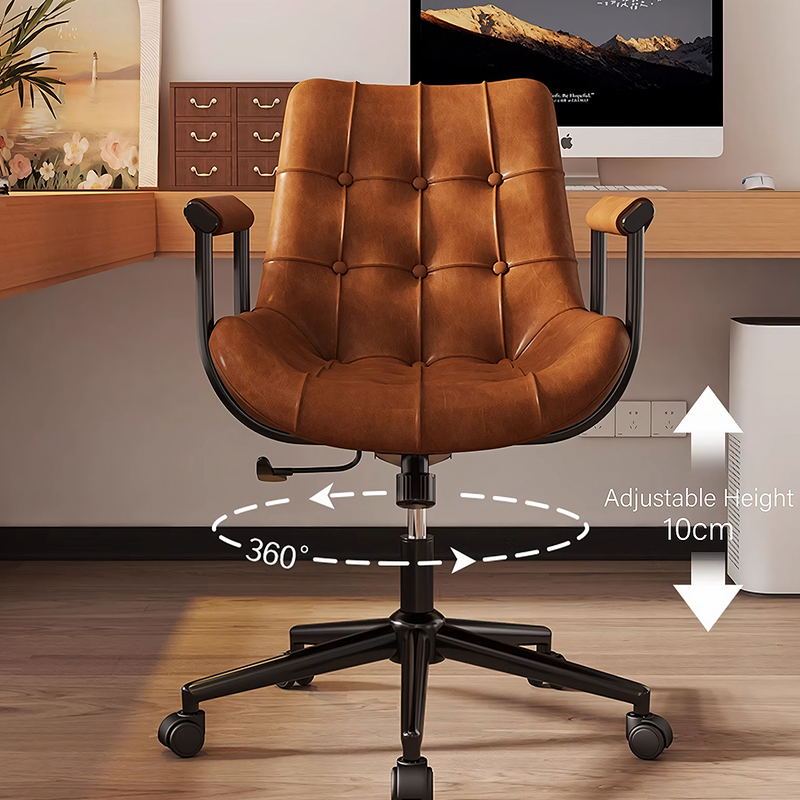 Brown Leather Office Chair With Recliner, Swivel | Modern Starship
