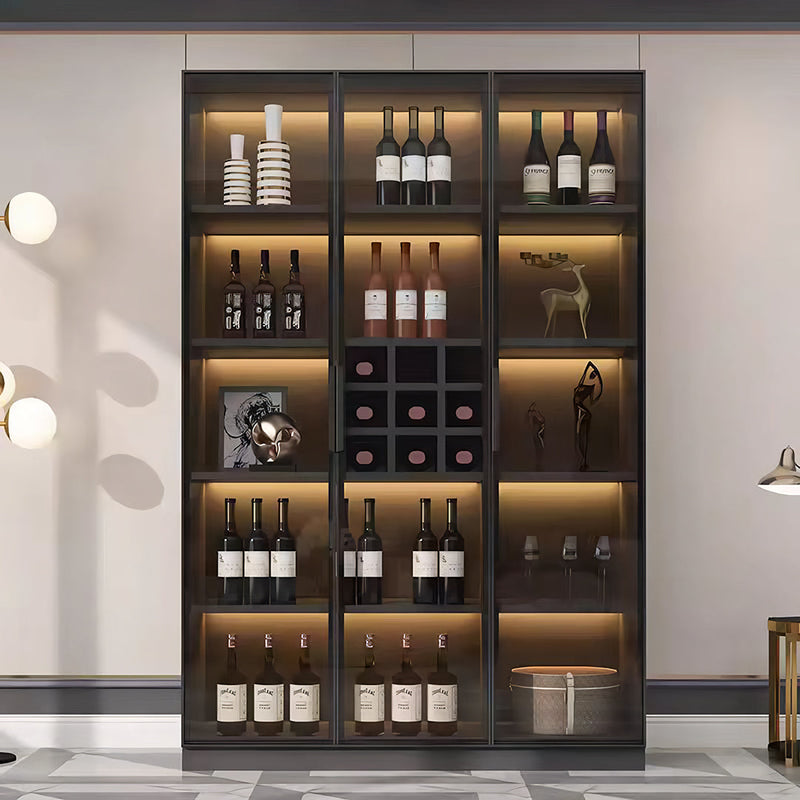 Hampshire I Wine Cabinet, Wine Storage With Glass Doors & Lights