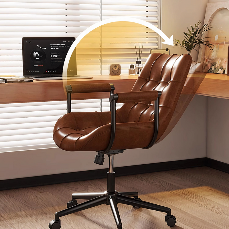 Brown Leather Office Chair With Recliner, Swivel | Modern Starship
