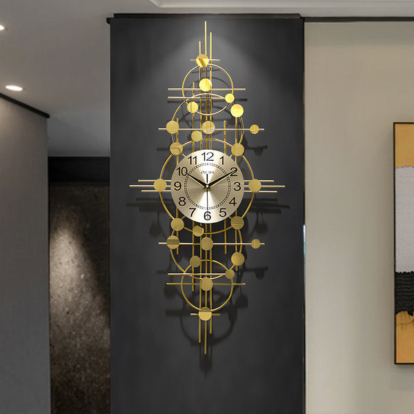 Cohen Art Deco Gold Wall Clock, Silent Clock, Horizontal Or Vertical