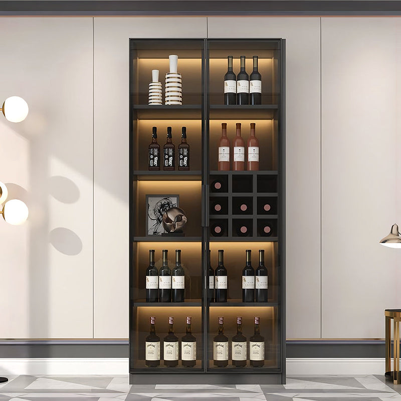 Hampshire I Wine Cabinet, Wine Storage With Glass Doors & Lights