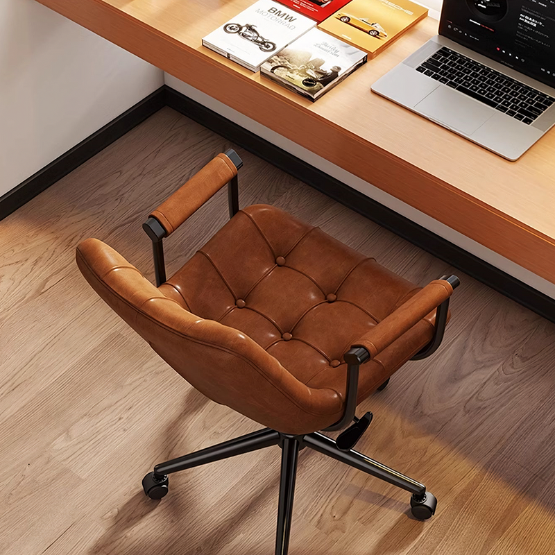 Brown Leather Office Chair With Recliner, Swivel | Modern Starship