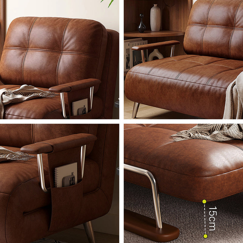 Riley Single Sofa Bed, Two Seater Sofa Bed, Black Leather