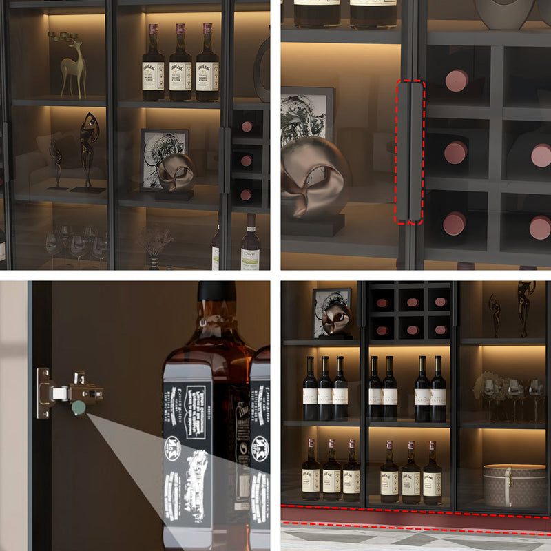 Hampshire I Wine Cabinet, Wine Storage With Glass Doors & Lights