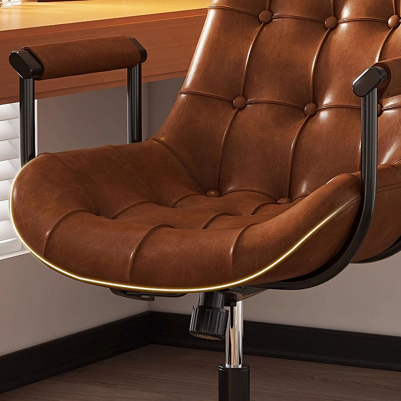 Brown Leather Office Chair With Recliner, Swivel | Modern Starship