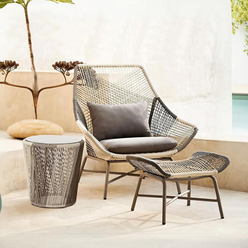 Carmean Rattan Chair and Footstool, Outdoor
