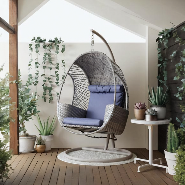 Cottle Rattan Garden Hanging Egg Chair with Stand, Indoor/ Outdoor Furniture
