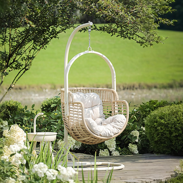 Galilea Rattan Garden Hanging Egg Chair with Stand, Indoor / Outdoor Furniture