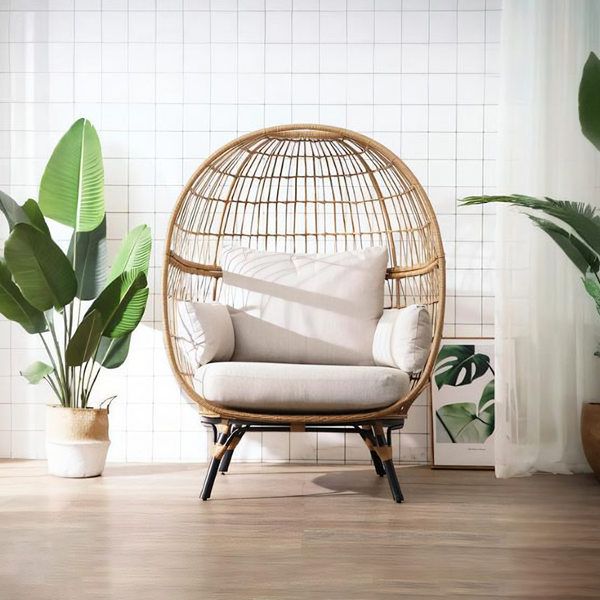 Simera Rattan Garden Ball Chair with Stand, Indoor/ Outdoor Furniture