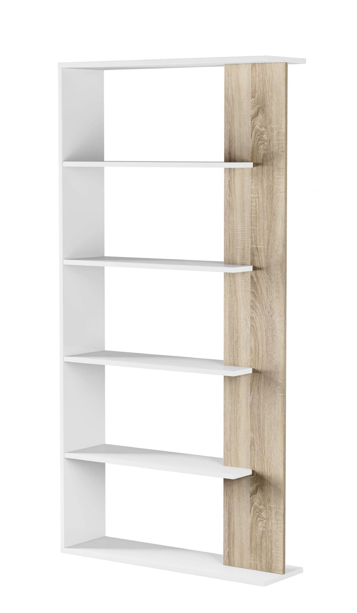 Coorzi White & Oak Bookcase - Modern Storage Shelf