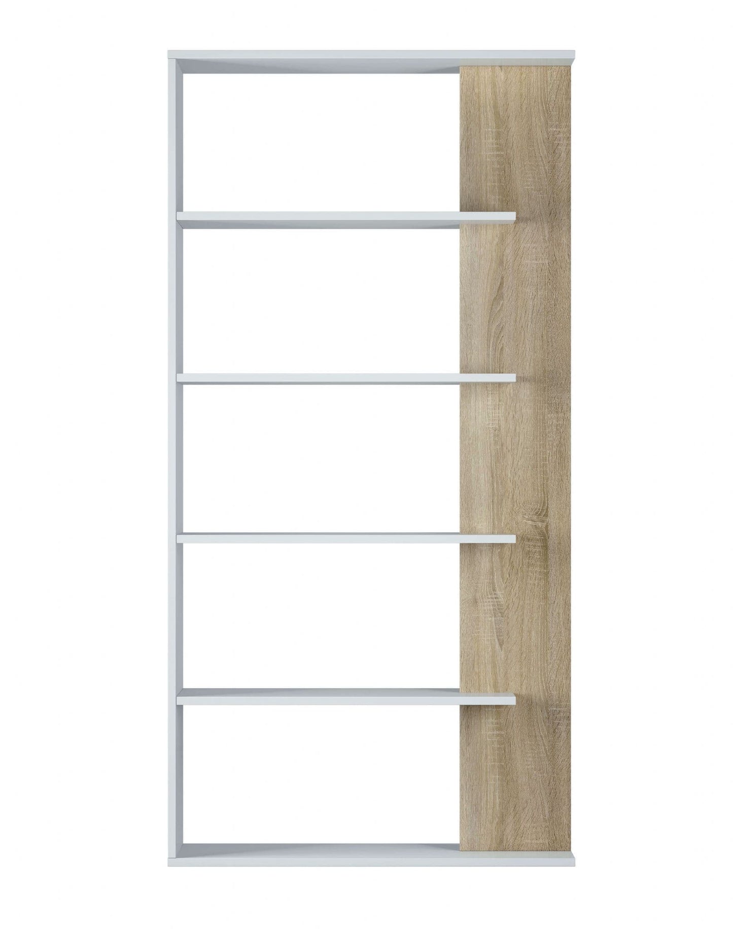 Coorzi White & Oak Bookcase - Modern Storage Shelf