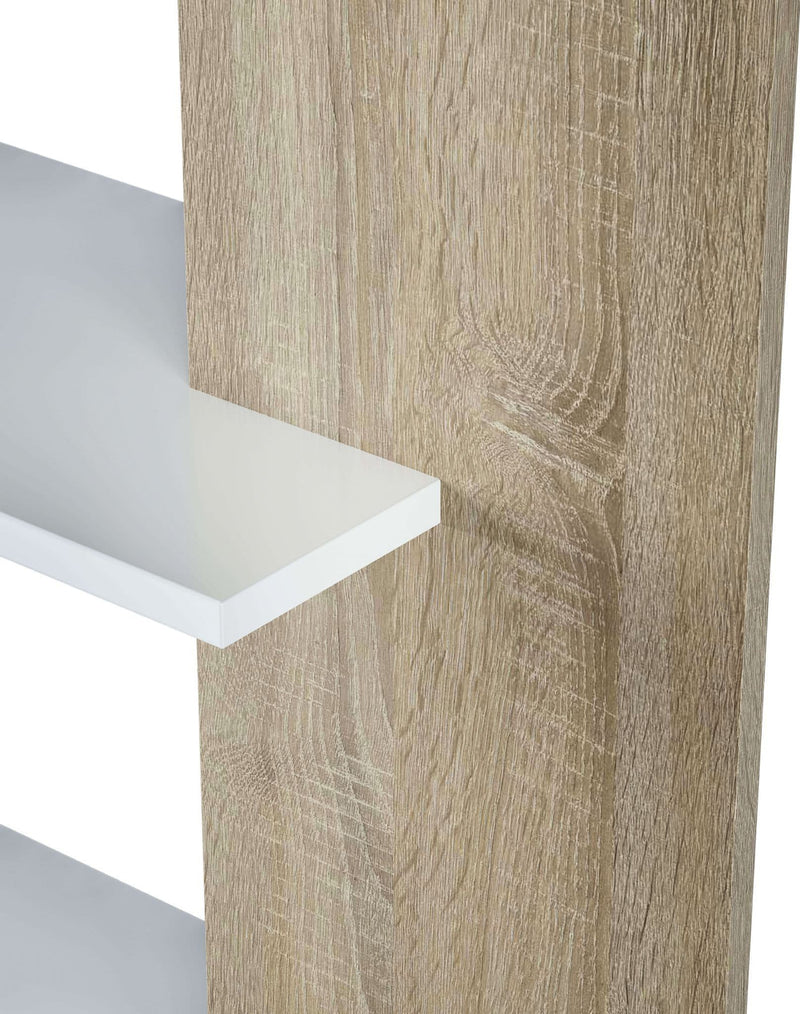 Coorzi White & Oak Bookcase - Modern Storage Shelf