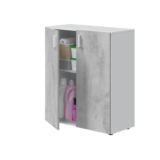 Yelum Grey & White Wall Cupboard - Wide Storage