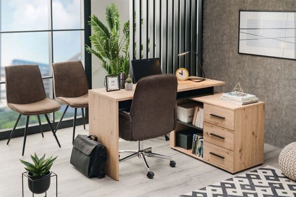 Alas Oak & Black Corner Desk - Home Office Furniture