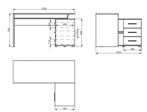 Alas Oak & Black Corner Desk - Home Office Furniture