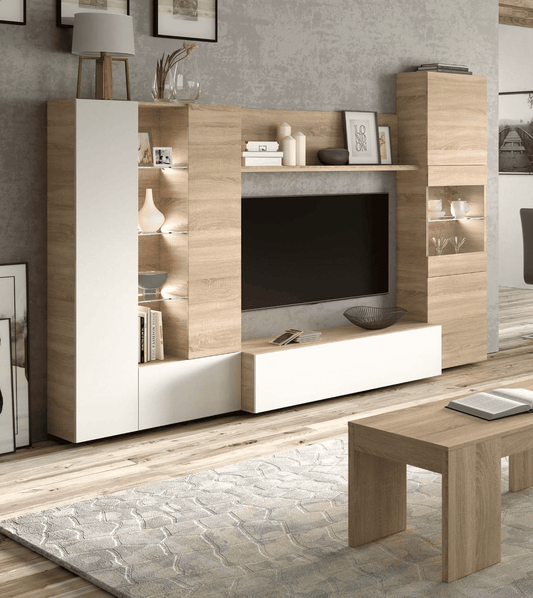 Yeleth White & Oak Wall Unit - TV & Media Storage