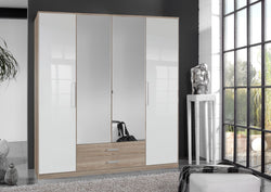 Xaneth 4-Door Wardrobe - 2 Drawers, Oak Finish
