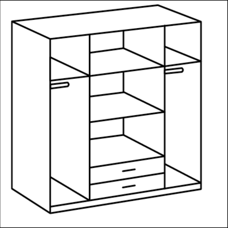 Xaneth 4-Door Wardrobe - 2 Drawers, Oak Finish