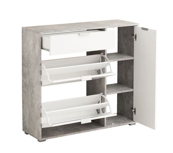 Selin Grey & White Shoe Cabinet - Hallway Storage