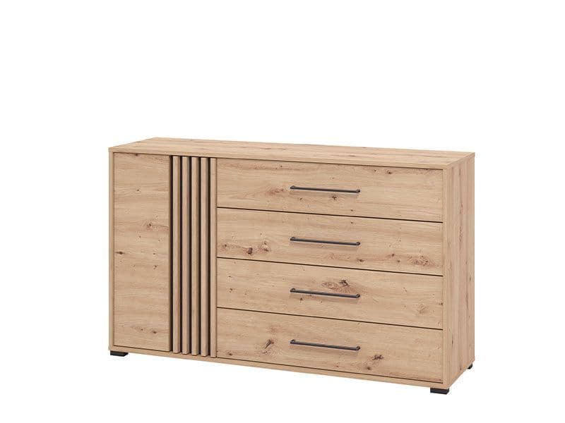 Corur Oak & Black Sideboard - 4 Drawer Storage