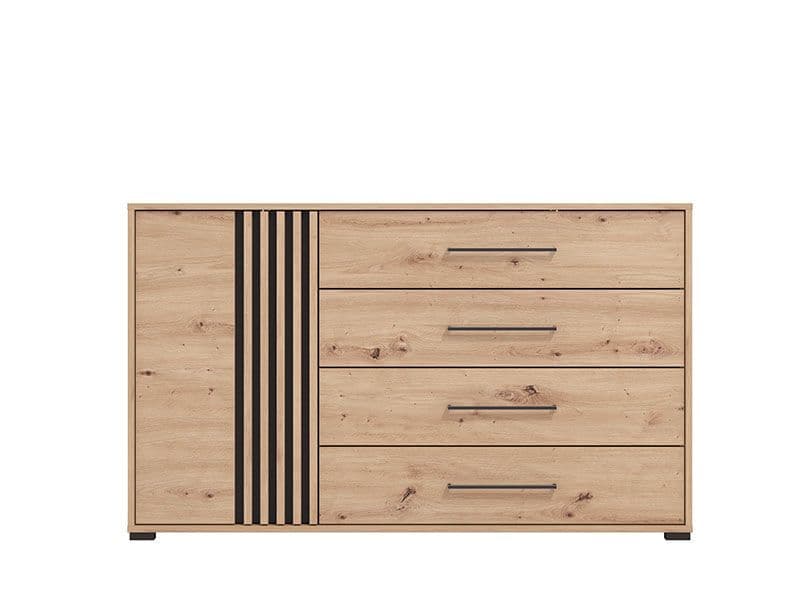 Corur Oak & Black Sideboard - 4 Drawer Storage