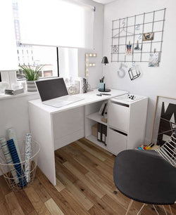 Weneo White Reversible Desk - Home Office Storage