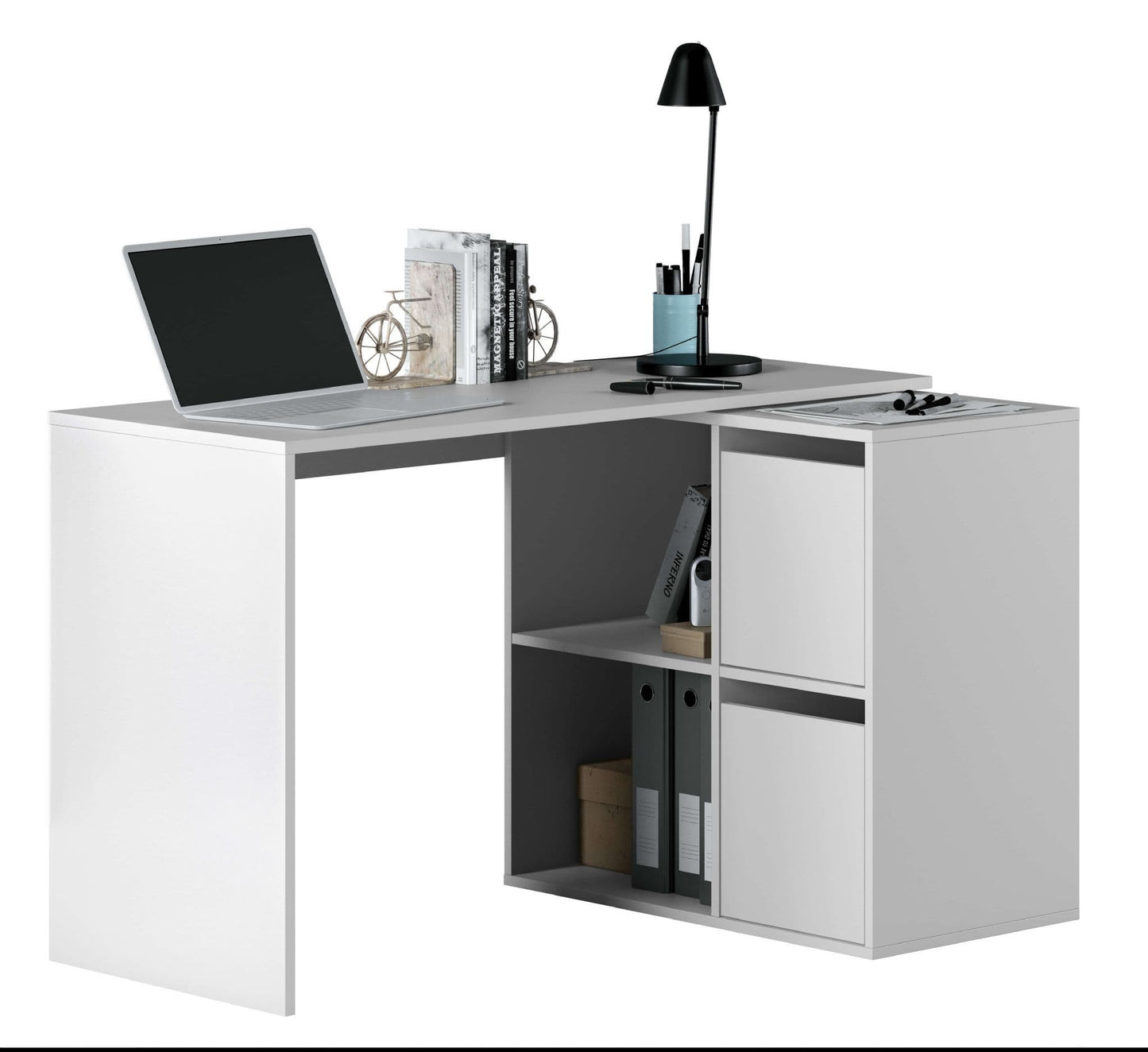 Weneo White Reversible Desk - Home Office Storage