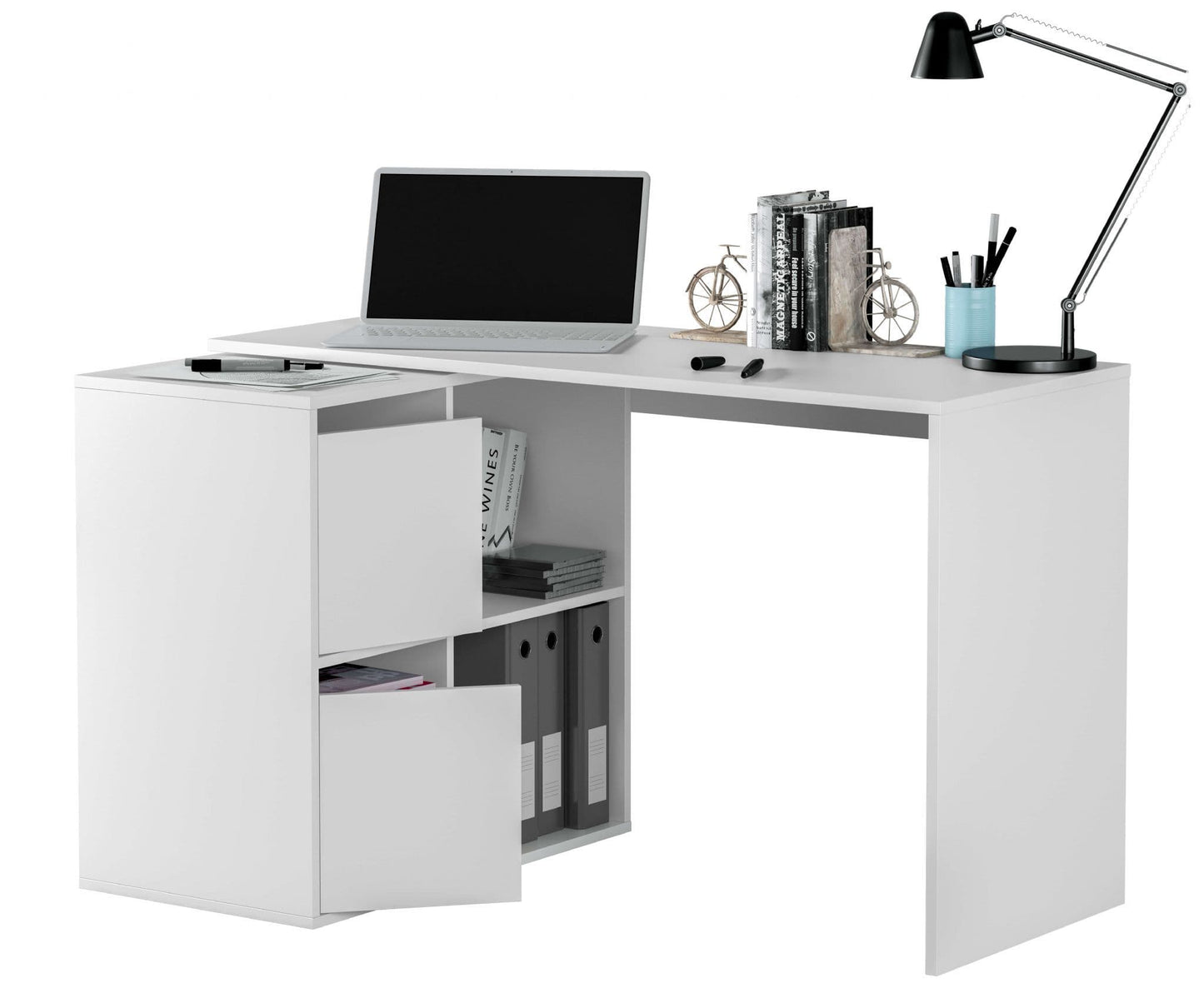Weneo White Reversible Desk - Home Office Storage