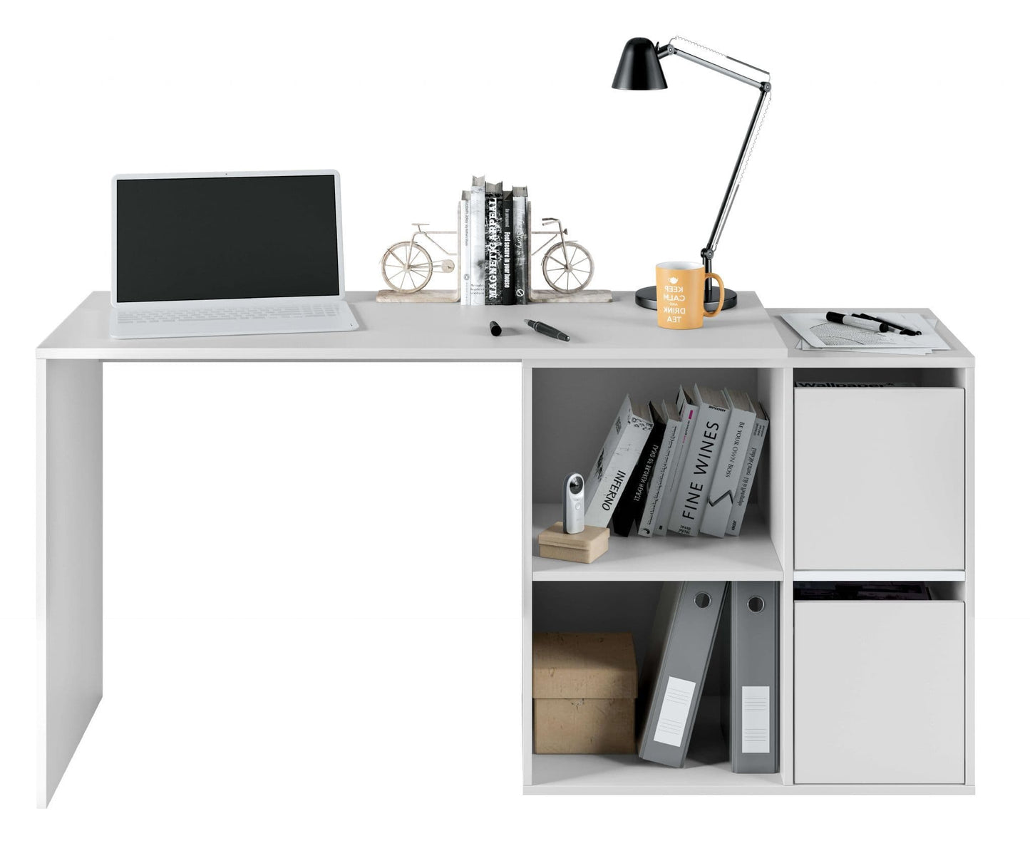 Weneo White Reversible Desk - Home Office Storage