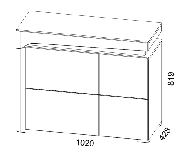 Ralal Small Sideboard - LED Lights, Grey & White