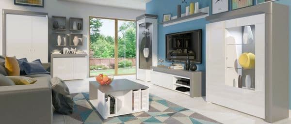 Quinan 2-Door Wardrobe - LED Lights, Grey & White