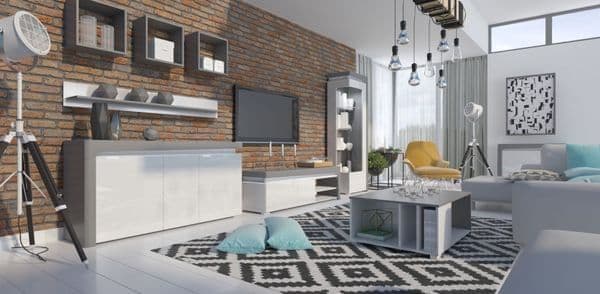 Fenor 3-Door Sideboard - LED Lights, Grey & White