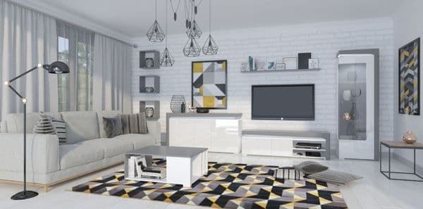 Fenor 3-Door Sideboard - LED Lights, Grey & White