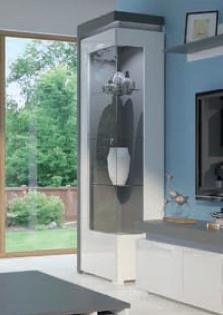 Ilor Grey & White Display Cabinet - LED Lights