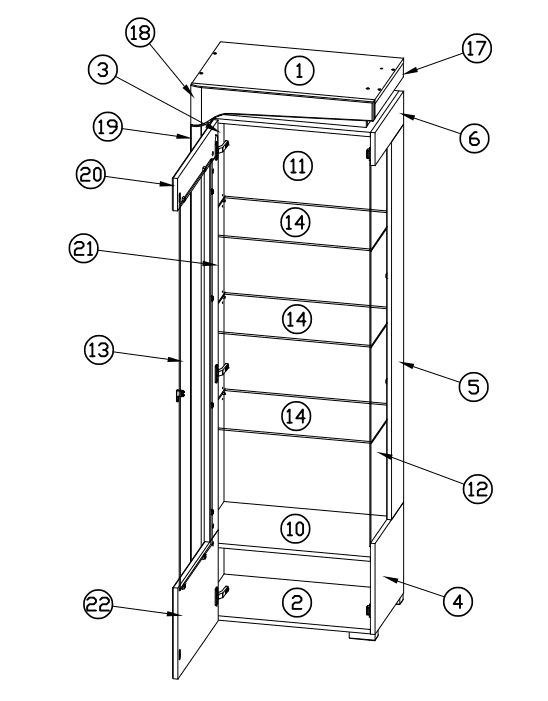 Ilor Grey & White Display Cabinet - LED Lights