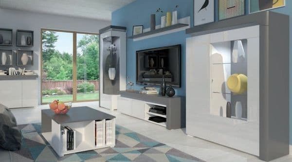 Ilor Grey & White Display Cabinet - LED Lights