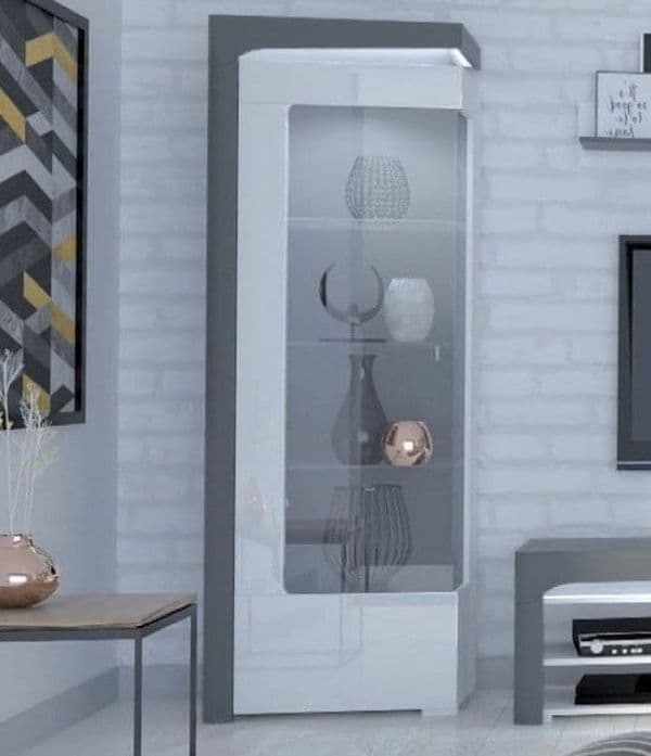 Ilor Grey & White Display Cabinet - LED Lights