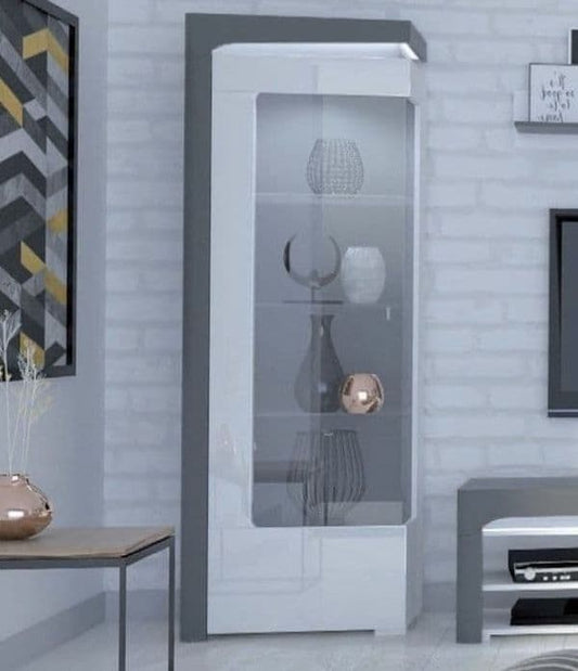 Ilor Grey & White Display Cabinet - LED Lights