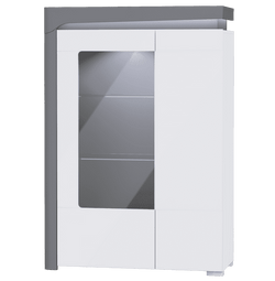 Uleo Low Display Cabinet - LED Lights, Grey & White